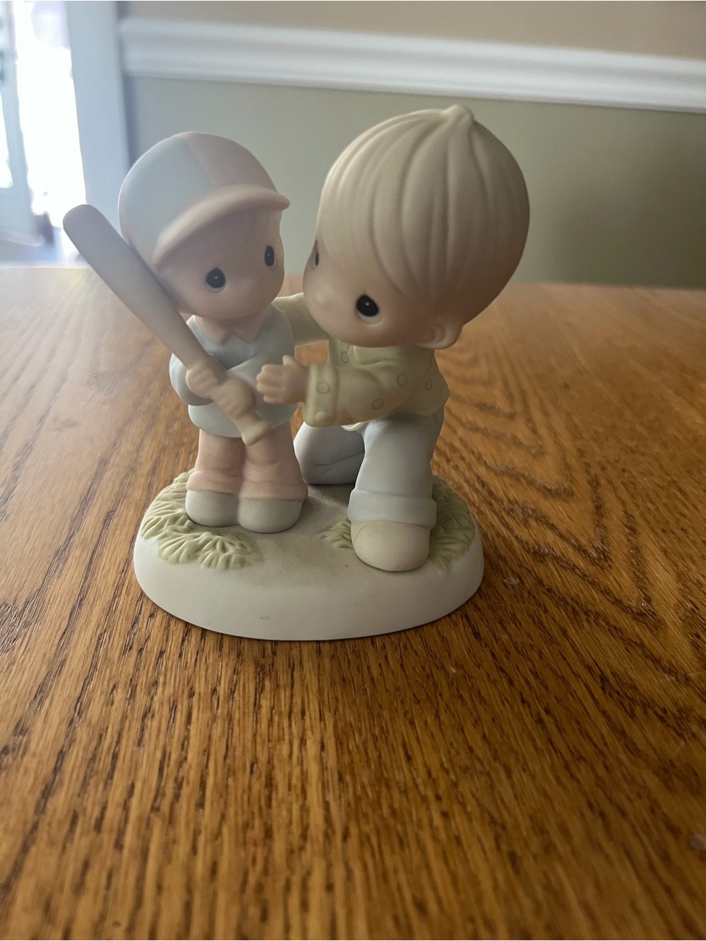 Precious Moments Cream and Pink Baseball Buddies Figurine